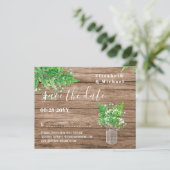 BUDGET Greenery Save Dates Ferns Rustic Wedding (Staand voorkant)