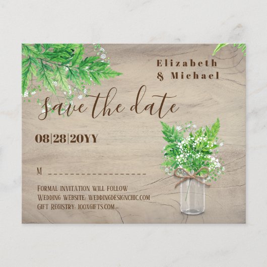 BUDGET Greenery Save Dates Monochromatic Grn (Voorkant)