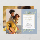 Budget Greenery Script Photo Wedding Invitation (Voorkant / Achterkant)