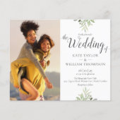 Budget Greenery Script Wedding Photos Invitation (Voorkant)