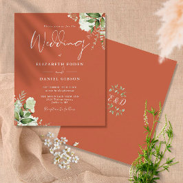 Budget Greenery Terracotta Wedding Uitnodiging