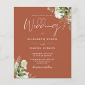 Budget Greenery Terracotta Wedding Uitnodiging (Voorkant)