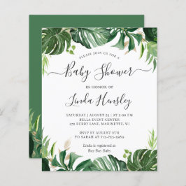 Budget Greenery Tropical Baby Shower-uitnodigingen