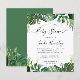 Budget Greenery Tropical Baby Shower-uitnodigingen