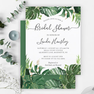 Budget Greenery Tropical Bridal Shower Invitations