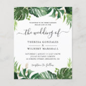Budget Greenery Tropical Palm Leaf Wedding Invites (Voorkant)