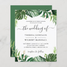 Budget Greenery Tropical Palm Leaf Wedding Invites