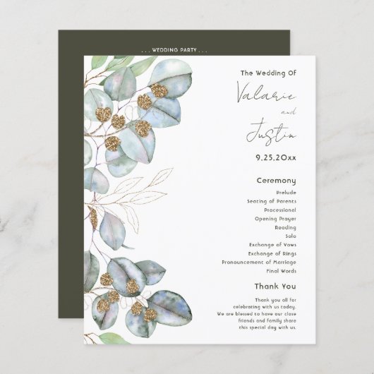 Budget Greenery Waterverf Eucalyptus Wedding (Voorkant / Achterkant)