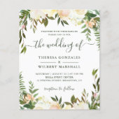 Budget Greenery Waterverf Floral Wedding Invites (Voorkant)