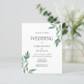 Budget Greenery Waterverf Wedding Invitation (Staand voorkant)