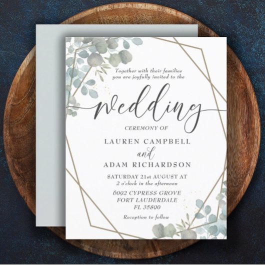Budget Greenery Waterverf Wedding Invitation