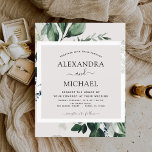 Budget Greenery Waterverf Wedding Invitations<br><div class="desc">De Botanische Greenery Waterverf van de begroting Elegant Wedding Spring of Summer Wedding Invitations - omvat prachtige en elegante manuscripttypografie met moderne groene en witte botanische bloemen en groen voor de speciale dag van de bruiloft.</div>