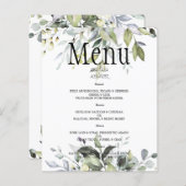 Budget Greenery Waterverf WEDDING MENU. (Voorkant / Achterkant)