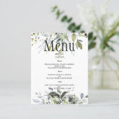 Budget Greenery Waterverf WEDDING MENU. (Staand voorkant)