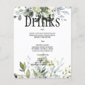 Budget Greenery Waterverf WEDDING MENU. (Achterkant)