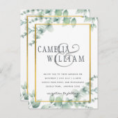 BUDGET Greenery Weddenschap QR CODE RSVP Briefkaart (Voorkant / Achterkant)