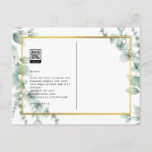 BUDGET Greenery Weddenschap QR CODE RSVP Briefkaart (Achterkant)