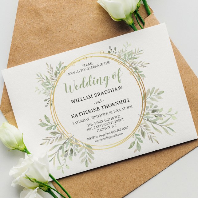 Budget Greenery Wedding Invitations (Creator heeft geüpload)