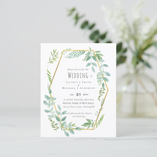 Budget Greenery Wedding Invite (Staand voorkant)