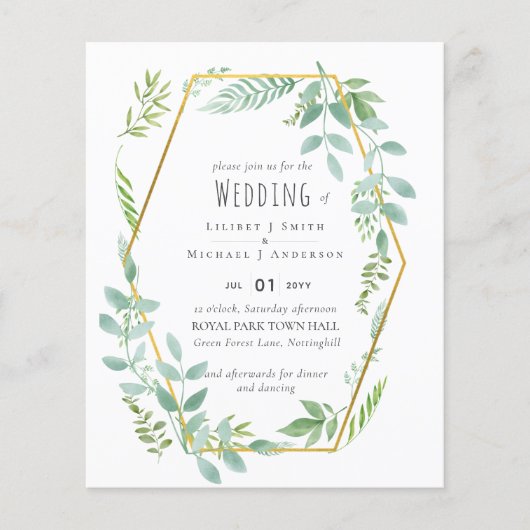 Budget Greenery Wedding Invite (Voorkant)