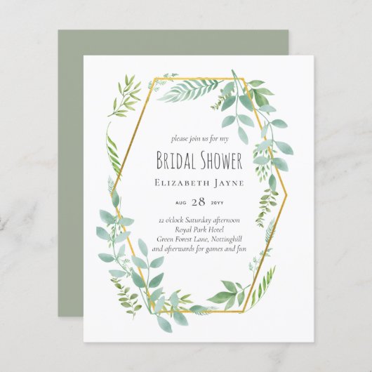 Budget Greenery Wedding Invite (Voorkant / Achterkant)