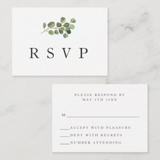 Budget Greenery Wedding Response RSVP-kaart Notitiekaartje (Voorkant / Achterkant)