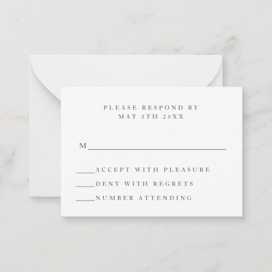 Budget Greenery Wedding Response RSVP-kaart Notitiekaartje (Achterkant)
