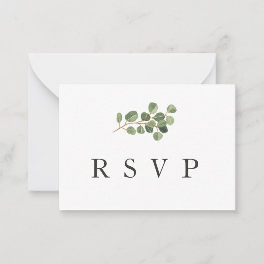 Budget Greenery Wedding Response RSVP-kaart Notitiekaartje (Voorkant)