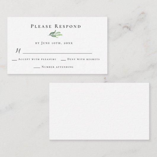 Budget Greenery Wedding Response RSVP-kaart Notitiekaartje (Voorkant / Achterkant)