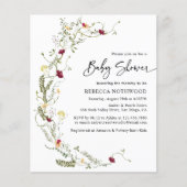 Budget Greenery Wildflower Baby shower Uitnodiging (Voorkant)