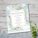 Budget Greenery Winter Bridal Shower<br><div class="desc">Met delicate waterverf bladeren op een wintervorstachtergrond,  kan deze kikkerbudgetbrudale doucheuitnodiging worden gepersonaliseerd met je speciale informatie over het vrijgezellenfeest. Ontworpen door: Thisnotme©</div>