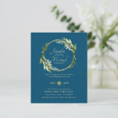 BUDGET Greenery Wreath Modern Wedding Invitation (Staand voorkant)
