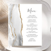 Budget Grey Gold Agate Wedding Menu