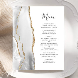 Budget Grey Gold Agate Wedding Menu
