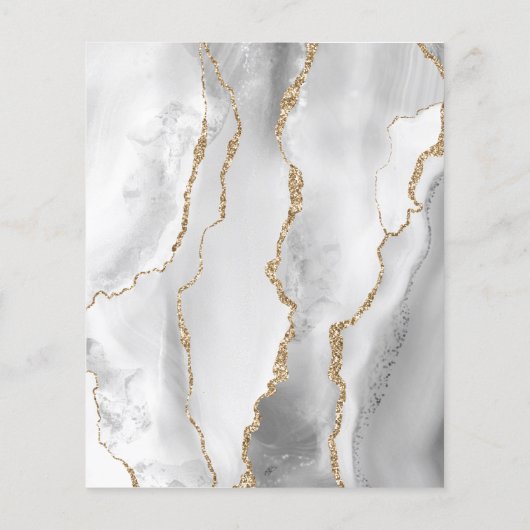 Budget Grey Gold Agate Wedding Menu (Achterkant)