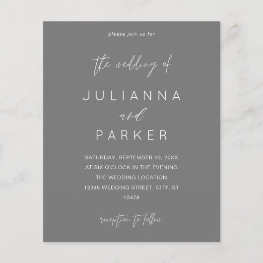 Budget Grey MOD Calligraphy Wedding (Voorkant)