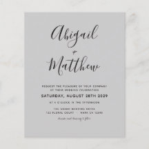 Budget Grey Modern Elegant Wedding Invitation Fly