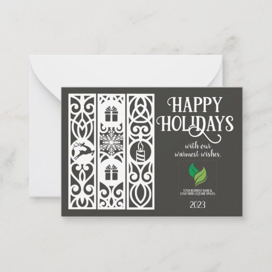 Budget Grey Modern Minimal Corporate Holiday Kaart Notitiekaartje (Voorkant)