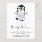 BUDGET Grey Penguin Baby shower Uitnodiging (Voorkant)