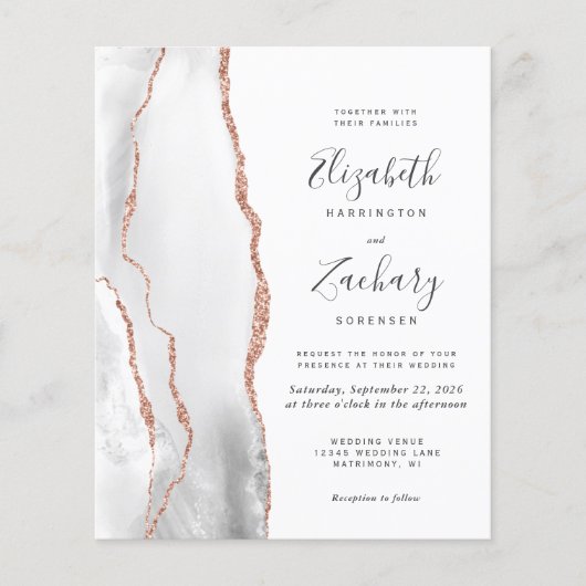 Budget Grey Roos Gold Agate Wedding (Voorkant)