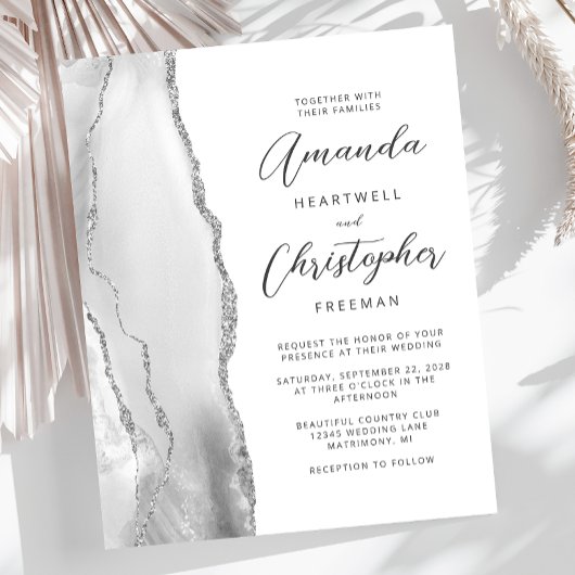 Budget Grey Silver Agate Script Weddenschap