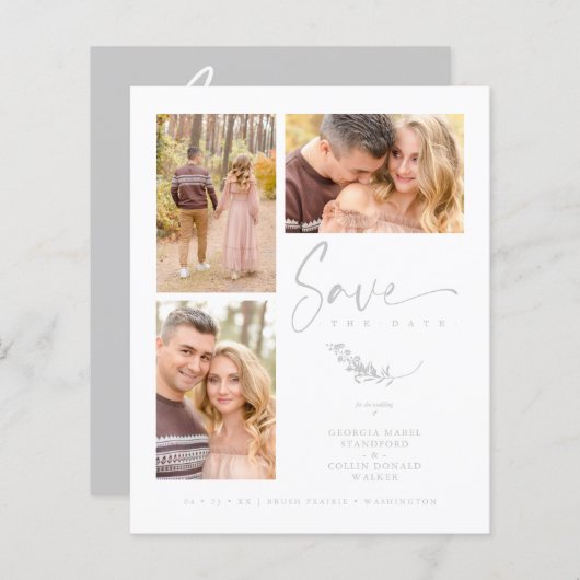 Budget Grey Trendy Branches Wedding 3 Photos (Voorkant / Achterkant)