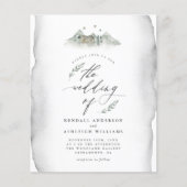 Budget Grey Waterverf Leaves & Mountain Wedding (Voorkant)