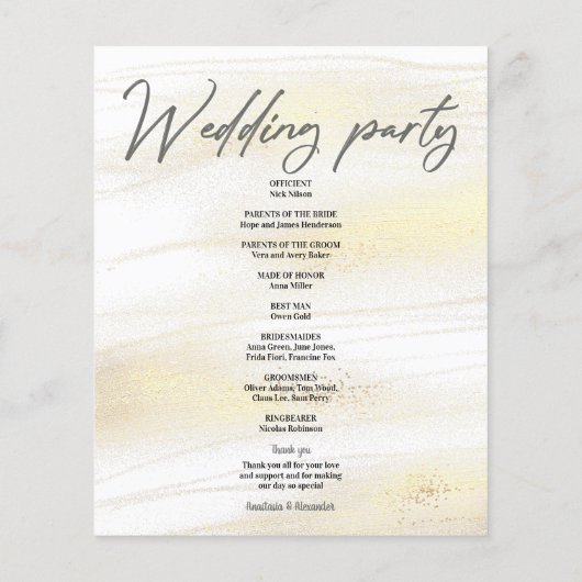Budget Grey Wedding Program kaart. Flyer (Achterkant)