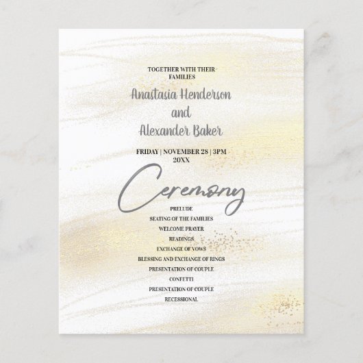 Budget Grey Wedding Program kaart. Flyer (Voorkant)