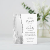 Budget Grey White Silver Agate Wedding Uitnodiging (Staand voorkant)