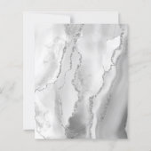 Budget Grey White Silver Agate Wedding Uitnodiging (Achterkant)