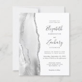 Budget Grey White Silver Agate Wedding Uitnodiging (Voorkant)