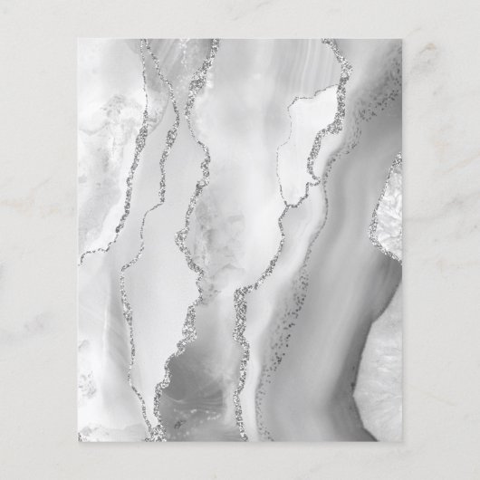 Budget Grey White Silver Agate Wedding Uitnodiging (Achterkant)