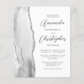 Budget Grey White Silver Agate Wedding Uitnodiging (Voorkant)
